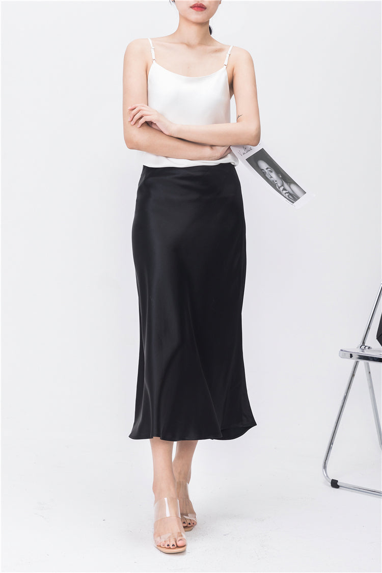 Triacetate Satin High Waist Slimming Skirt Hip-wrapped Fishtail Skirt