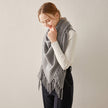 Scarf fringed cashmere shawl