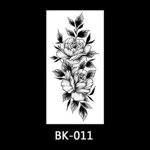 Black and white sketch flower tattoo stickers