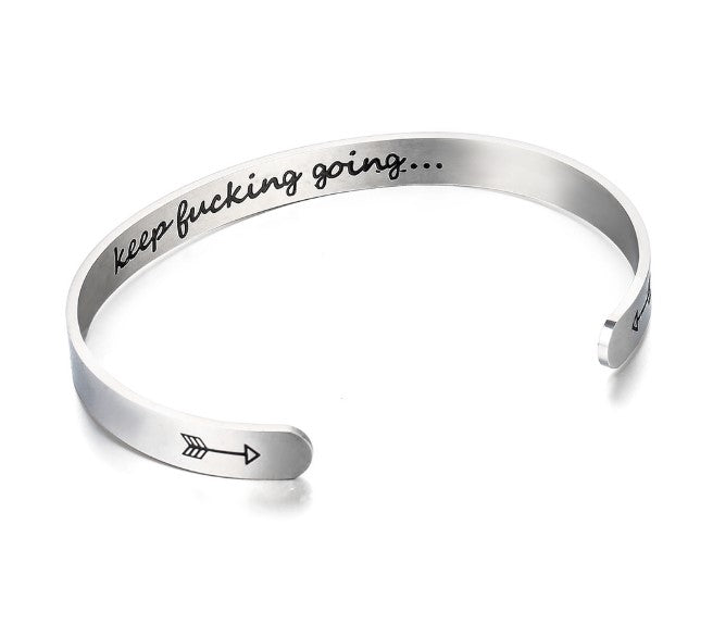 Mantra Bracelet With Quotes Stainless Steel Cuff Inspirational Jewelry