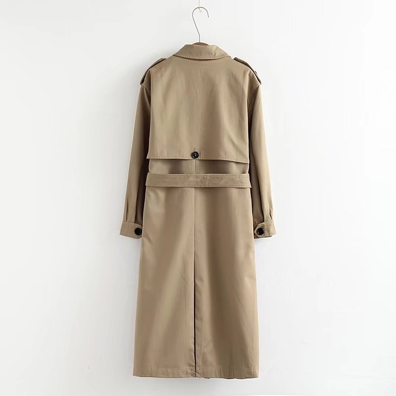 Long double-breasted trench coat