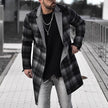 Plaid Lapel Mid-Length Men's Woolen Coat