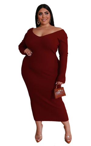 Plus size V-neck dress