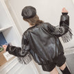 Rivet PU leather tassel short coat