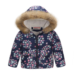 Printed hooded padded children's coat