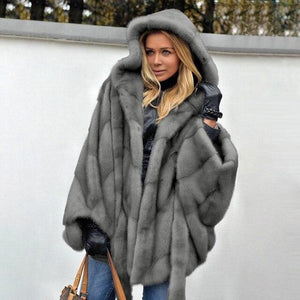 Women's hooded mink velvet coat