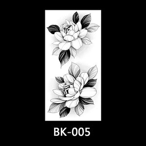 Black and white sketch flower tattoo stickers