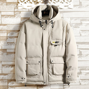 Warm three-dimensional patch pocket padded jacket