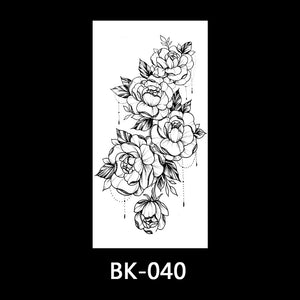 Black and white sketch flower tattoo stickers