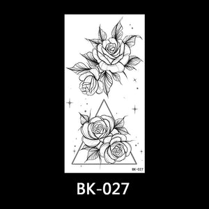 Black and white sketch flower tattoo stickers