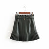 PU leather pleated skirt