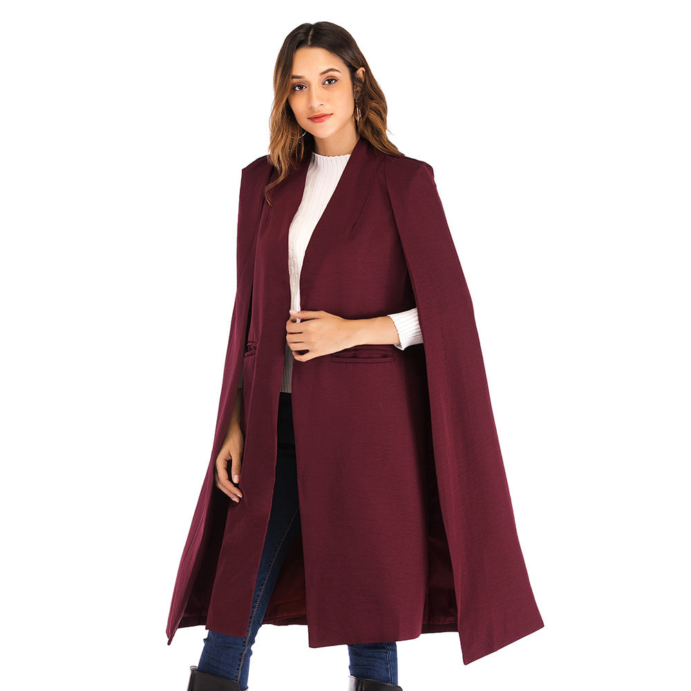 Long Women's Shawl Windbreaker Cloak Coat