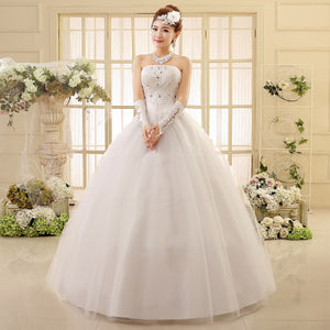 Korean style tube top wedding dress