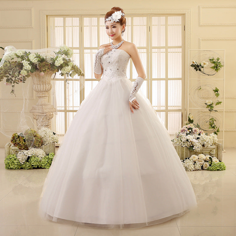 Korean style tube top wedding dress