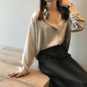 Women's silk satin shirt