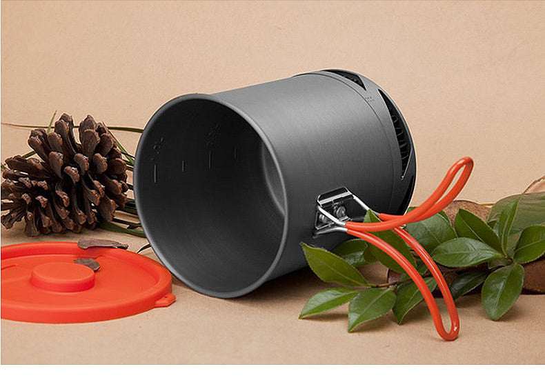 XK6 Heat-collecting Camping Single Pot, Energy-saving Camping Pot Set For Single 1-2 People