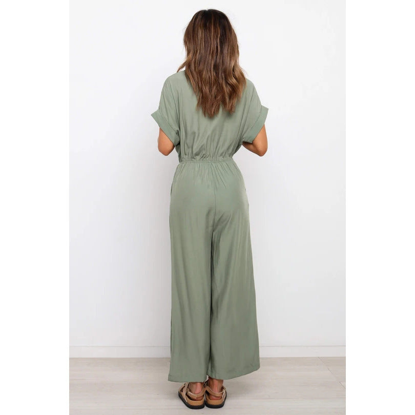 Loose Jumpsuit At Home Casual Lace-up One-piece