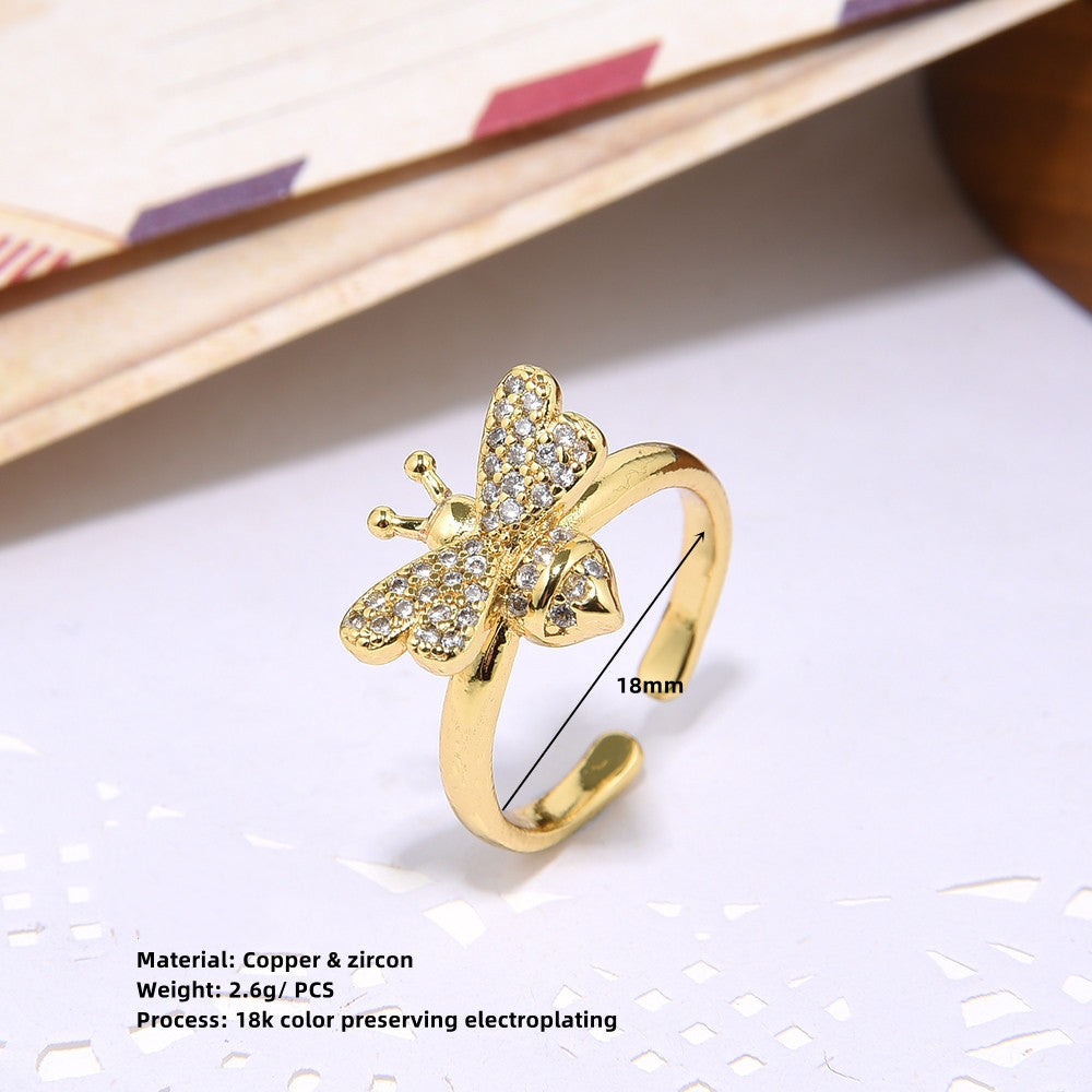 18K GoldZircon Open Adjustable Ring