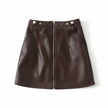 High Waist Slim Zipper PU Leather Skirt Short Skirt A-Line Skirt