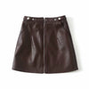 High Waist Slim Zipper PU Leather Skirt Short Skirt A-Line Skirt