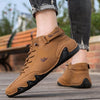 Leather Casual Shoes For Men Fashion Loafers Shoes With Velcro Lace Up Men Ankle Boots 35-48