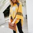 Cashmere Contrast Color Striped Cape Knitted Tassel Scarf