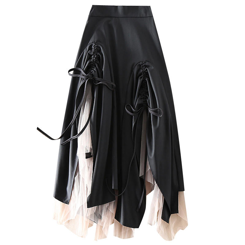 Irregular Wrinkled Mesh Skirt For Women