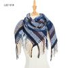 Yarn Stripe Grid Polyester Long Fringed Bristles Square Scarf Women Men's Bib Shawl