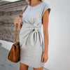 Cotton Tie Round Neck Maternity Dress