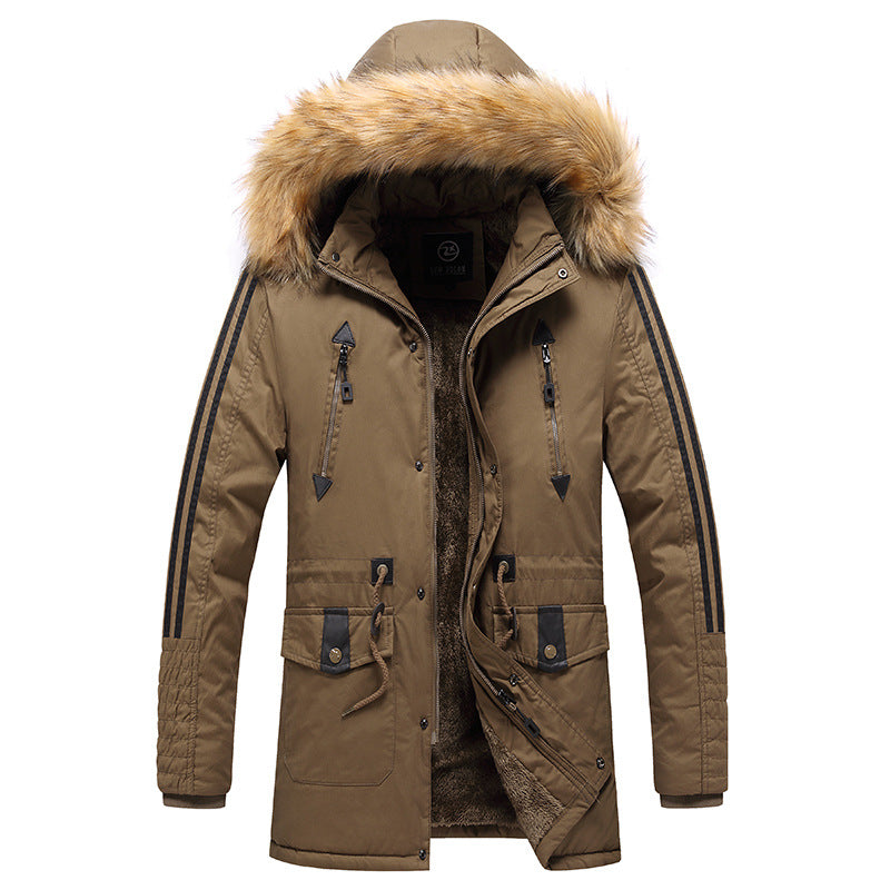 Hooded warm cotton jacket mid-length