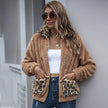 Autumn leopard patched cashmere coat