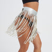 Sexy fringed PU leather skirt half-length stitching skirt