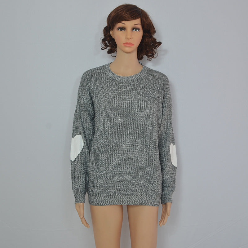 Round neck pullover sweater patch large size sweater women