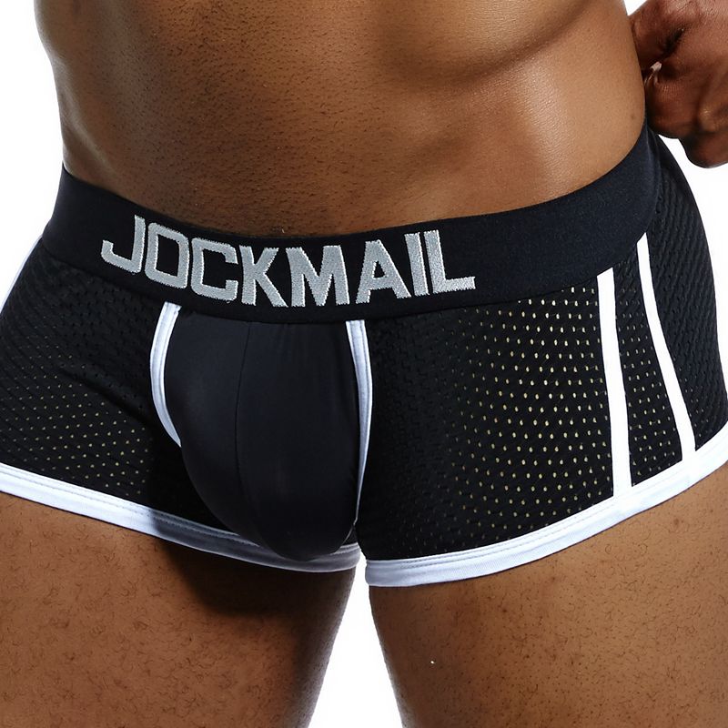 JOCKMAIL Brand Underwear Boxer Men Breathable Mesh Men's Boxers Male Underpants Sexy Gay penis pouch Panties  Mens Trunks Pant