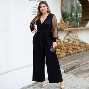 fat lady jumpsuit Deep V sexy women overalls