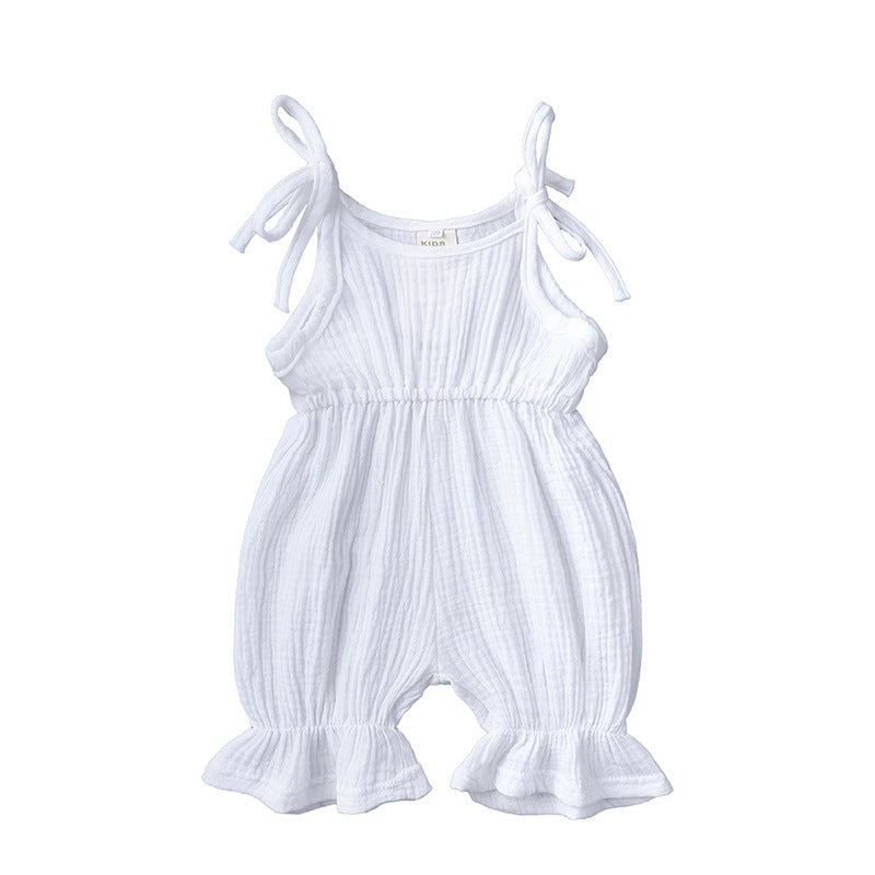 Toddler Baby Girls Sleeveless Solid Romper Jumpsuit Outfit