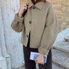 Retro Lapels Casual Loose Puff Sleeves Short Jacket For Slight-figured Cardigan