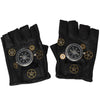 European And American Steampunk Leather Gloves Gear Half Finger Gloves Compass Retro