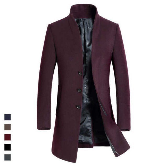 men's long section Slim coat wool coat coat windbreaker jacket