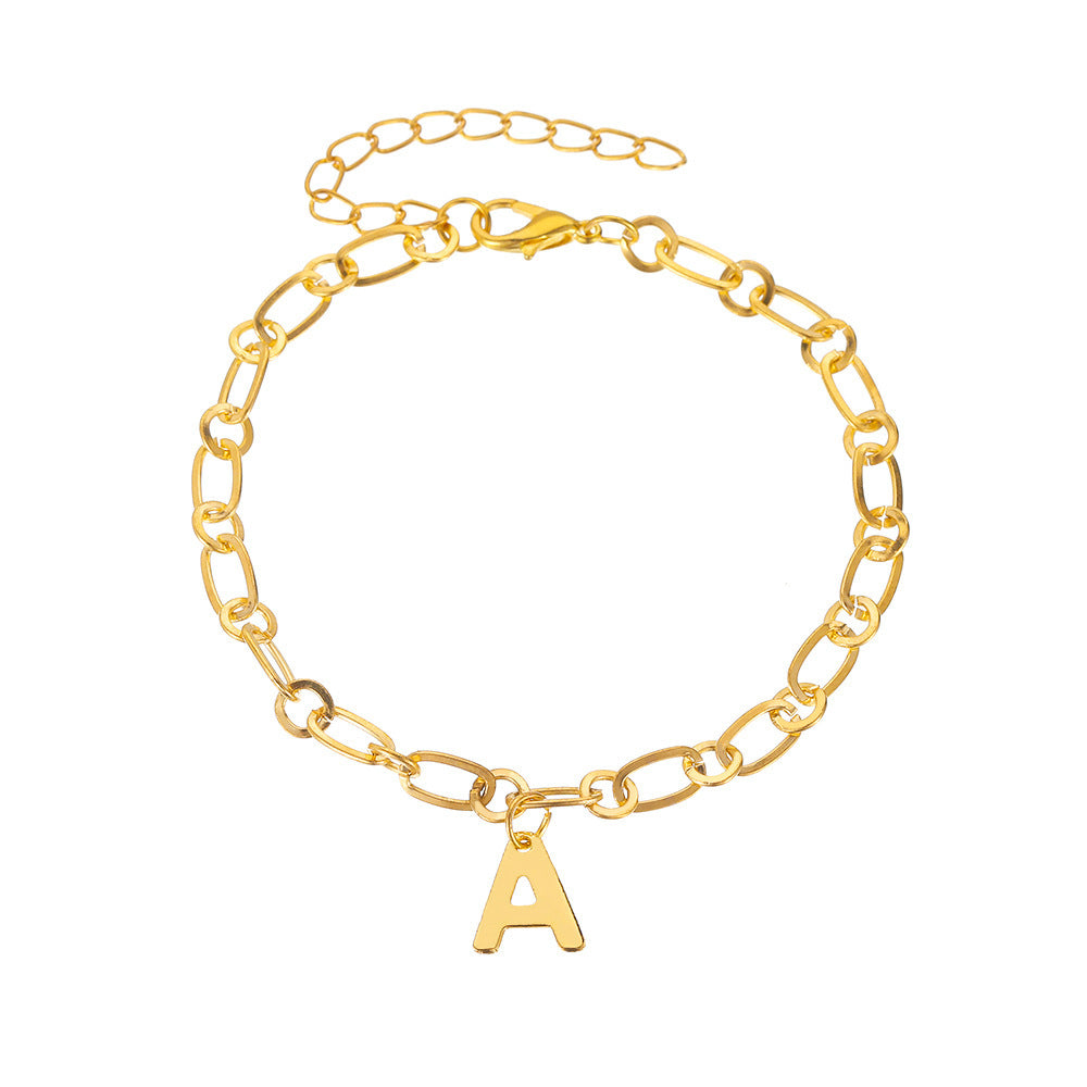 Women's All-match Shiny Diamond-encrusted English Letter Anklet