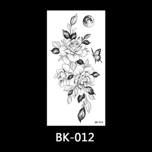 Black and white sketch flower tattoo stickers