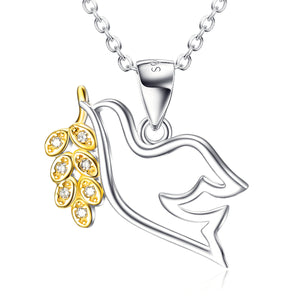 Peace Dove Pendant Gold Plated Necklace Female Micro Inlay