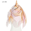 Yarn Stripe Grid Polyester Long Fringed Bristles Square Scarf Women Men's Bib Shawl