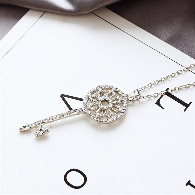 Diamond Garland Key Necklace For Women Reel Chain