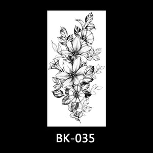 Black and white sketch flower tattoo stickers