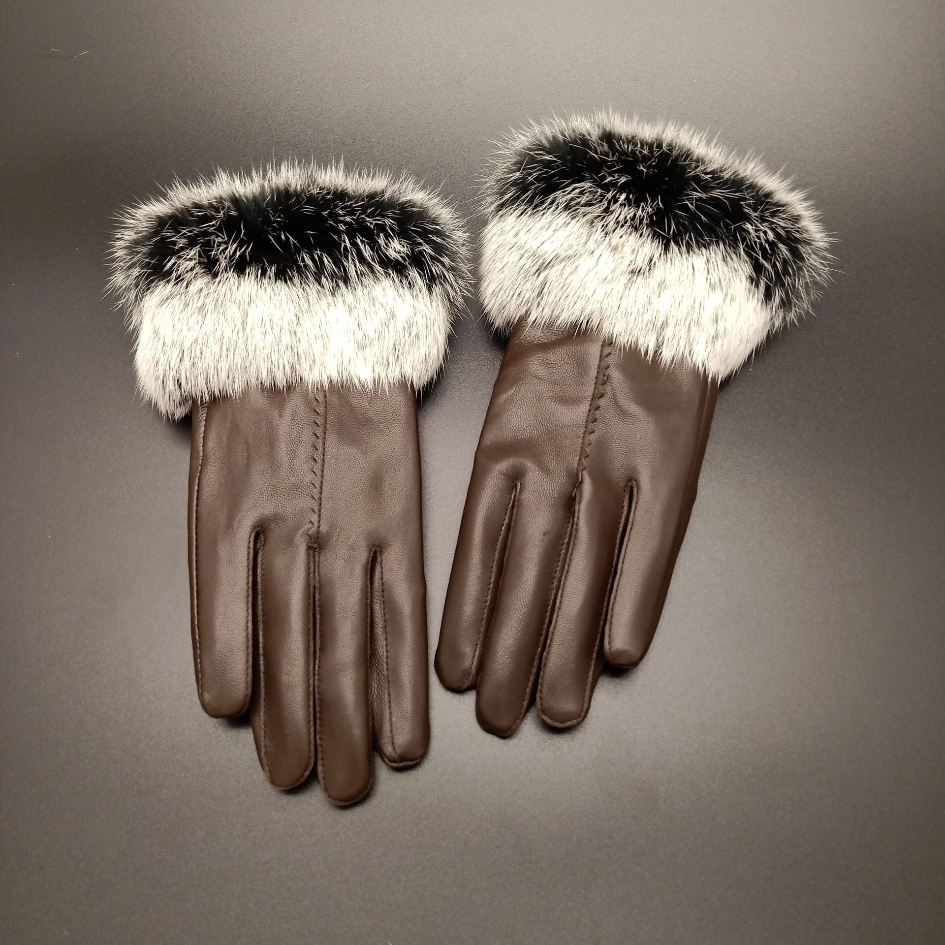 Rabbit hair mouth fashion gloves