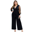 fat lady jumpsuit Deep V sexy women overalls