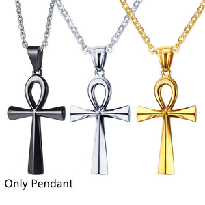 436 Titanium Steel Cross Pendant Gold Necklace