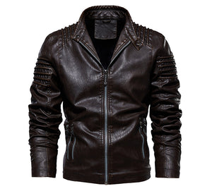 Fashion Motorcycle Coat Warm Leather Jacket New Men