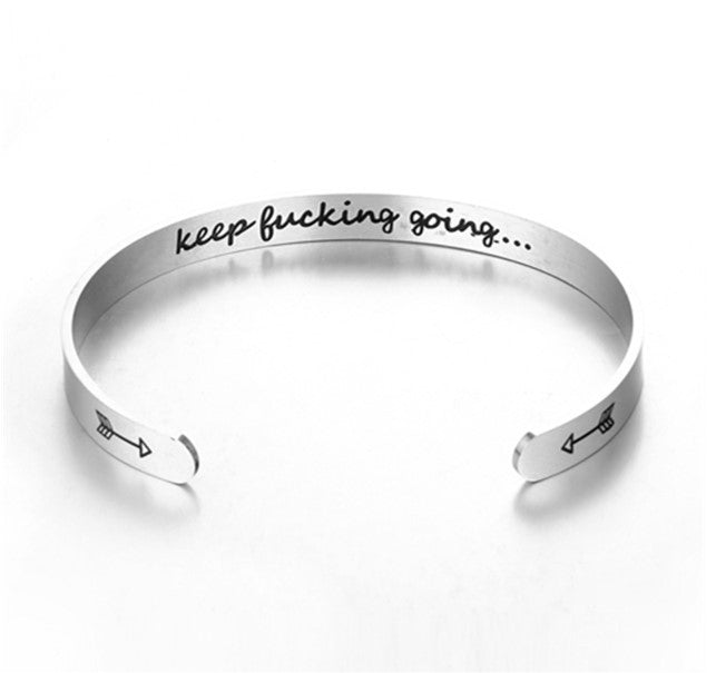 Mantra Bracelet With Quotes Stainless Steel Cuff Inspirational Jewelry